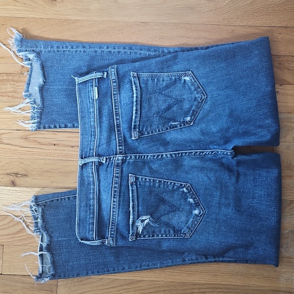 Mother The Insider Crop Step Chew Ankle Kick Jeans In Dancing On Coals Size 26 - Picture 6 of 8